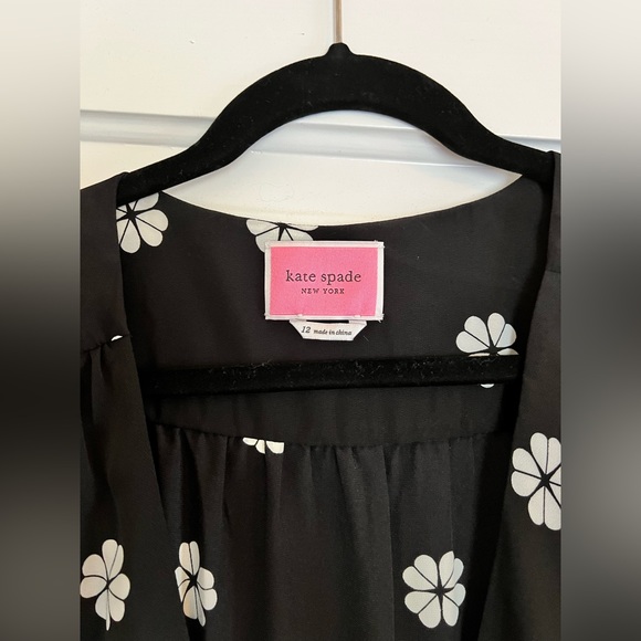 Kate Spade black floral clover print wrap dress size 12 - Picture 7 of 8